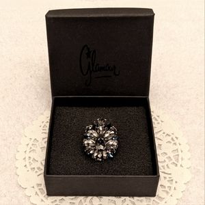 ♥️🆕 Adjustable Rhinestone Ring orig.gift box-shimmery silver,blue & black. NWOT